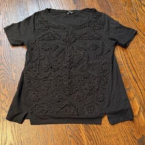 Lucky Brand Black Textured Short Sleeve Tee